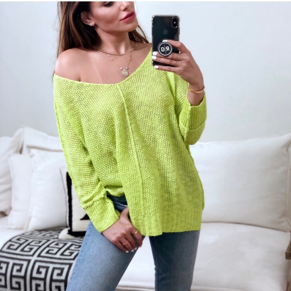 Hyped Unicorn Lime Green Knit Sweater Lightweight Womens Sweater Spring Sweater